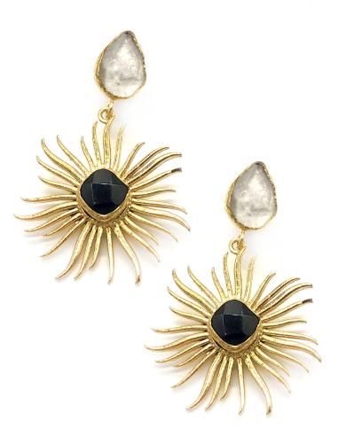 PENDIENTES MUY ORIGINALES CON DISEÑO DE SOL BAÑADOS EN ORO BICOLOR