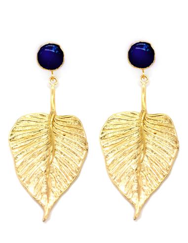 PENDIENTES DE PIEDRA VERDE ESMERALDA CON HOJA
