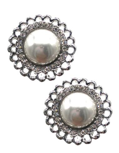 PENDIENTES DE CLIP MUJER CON PERLA Y BRILLOS
