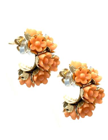 PENDIENTES NARANJAS DE AROS CON BONITAS FLORECITAS