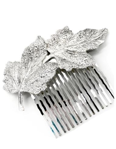 PEINETAS DE FIESTA Y BODA PLATEADAS CON BONITAS HOJAS