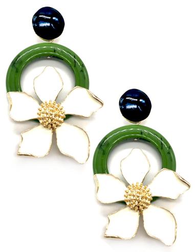 PENDIENTES LARGOS CON PRECIOSO DISEÑO DE ARO Y FLOR