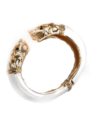 BONITAS PULSERAS PARA MUJER BLANCAS CON DOBLE CABEZA FELINA
