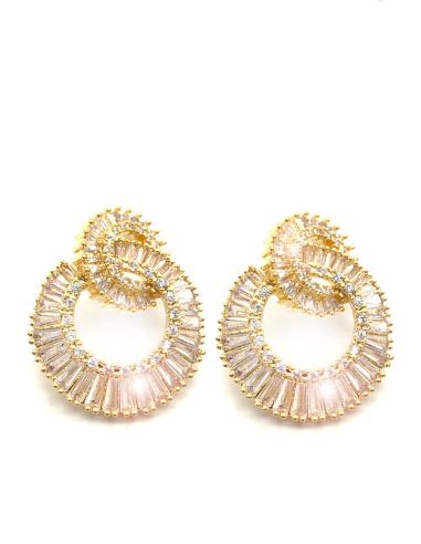 PENDIENTES BODA DORADOS ARO ENTRELAZADO EN CRISTAL BAGUETTE