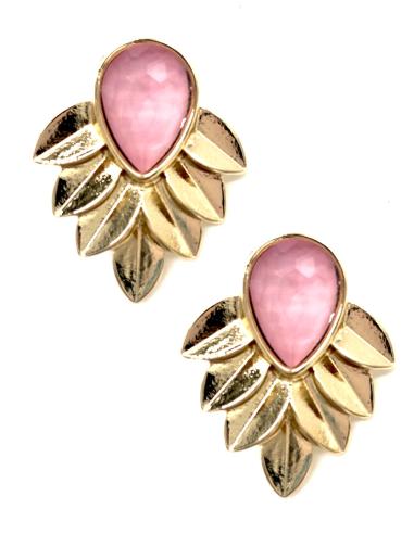 PENDIENTES ROSAS Y DORADOS PEQUEÑOS CON CRISTAL FACETADO
