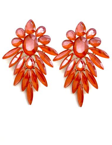PENDIENTES NARANJAS CON BONITO DISEÑO DE CRISTAL FACETADO