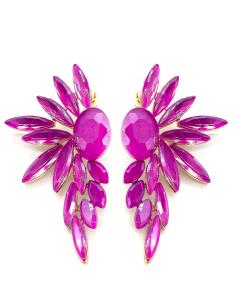 PENDIENTES FUCSIAS CON BONITO DISEÑO DE ABANICO FACETADO