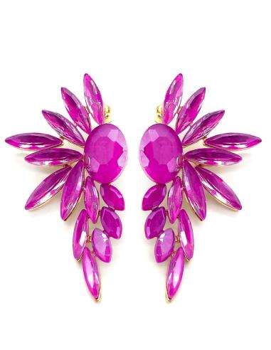 PENDIENTES FUCSIAS CON BONITO DISEÑO DE ABANICO FACETADO