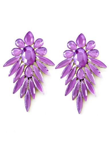 PENDIENTES MORADOS CON BONITO DISEÑO DE CRISTAL FACETADO