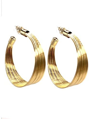 PENDIENTES DE ARO DORADOS DE MODA DISEÑO ETNICO
