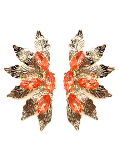 PENDIENTES DORADOS Y NARANJAS CON DISEÑO DE ABANICO