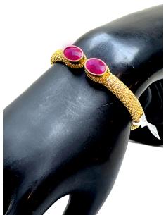 PULSERA BRAZALETE CON ESMERALDA Y CIRCONITAS ENGASTADAS EN BAÑO DE ORO 2