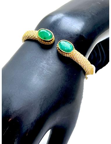 PULSERA BRAZALETE CON RUBÍ Y CIRCONITAS ENGASTADAS EN BAÑO DE ORO