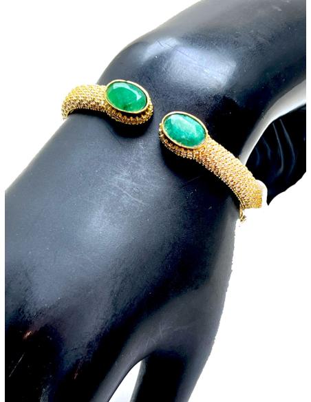 PULSERA BRAZALETE CON RUBÍ Y CIRCONITAS ENGASTADAS EN BAÑO DE ORO