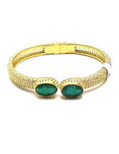 PULSERA BRAZALETE CON RUBÍ Y CIRCONITAS ENGASTADAS EN BAÑO DE ORO 2