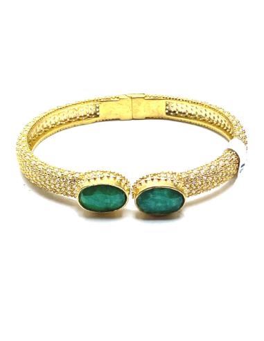 PULSERA BRAZALETE CON RUBÍ Y CIRCONITAS ENGASTADAS EN BAÑO DE ORO