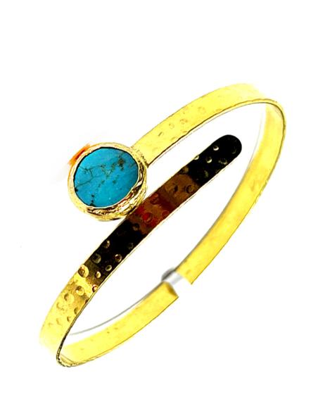 PULSERA BRAZALETE MUJER TURQUESA BAÑADO EN ORO DE ALTA BISUTERÍA