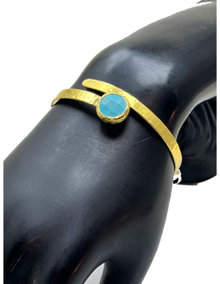 PULSERA BRAZALETE MUJER TURQUESA BAÑADO EN ORO DE ALTA BISUTERÍA