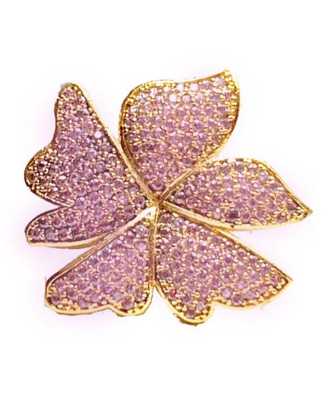 ANILLO MUJER GRANDE CON FLOR ROSA ASIMÉTRICA PARA LOOKS DE FIESTA