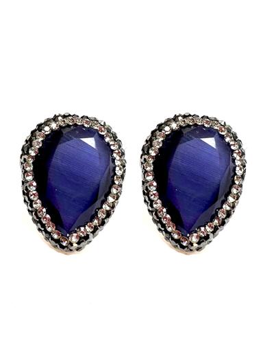PENDIENTES AZULES DE ALTA BISUTERÍA CON CRISTALES NEGROS Y BLANCOS