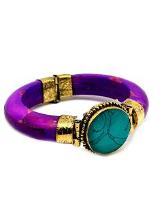 VISTOSAS PULSERAS FUCSIAS DE HUESO CON PIEDRA SEMIPRECIOSA