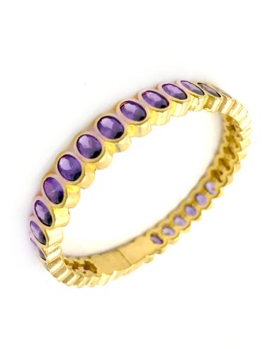 PULSERA MORADA AMATISTA CLÁSICA Y COLORIDA CON BAÑO DE ORO PARA FIESTAS