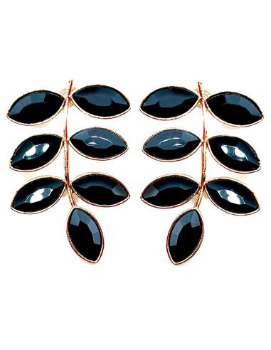 PENDIENTES NEGROS PARA MUJER CON BONITO DISEÑO DE HOJA
