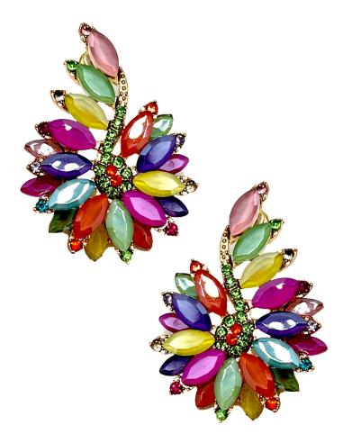 PENDIENTES MULTICOLOR DISEÑO ELEGANTE DE CRISTAL FACETADO