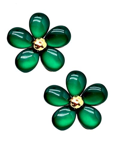 PENDIENTES VERDES PARA MUJER CON BONITA FLOR DE BISUTERIA