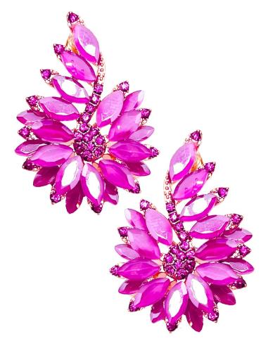 PENDIENTES FUCSIAS DE DISEÑO ELEGANTE EN CRISTAL FACETADO