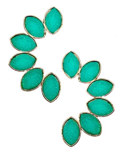 PENDIENTES VERDE MAR DE ABANICO DISEÑO ESPECIAL BODAS DE DIA