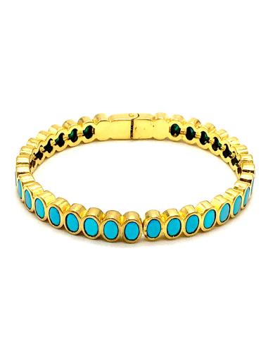 PULSERA TURQUESA BISUTERÍA FINA BAÑADA EN ORO IDEAL EN VERANO