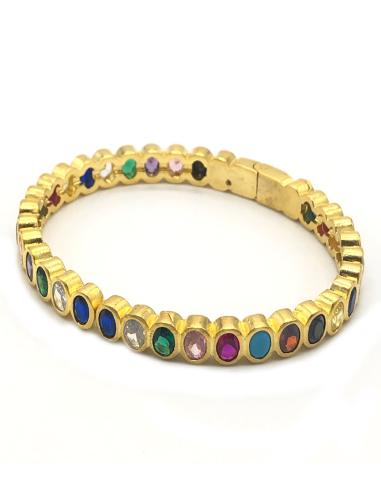 PULSERA EN ORO FINA MULTICOLOR ELEGANTE PARA MUJER DE ALTA BISUTERÍA
