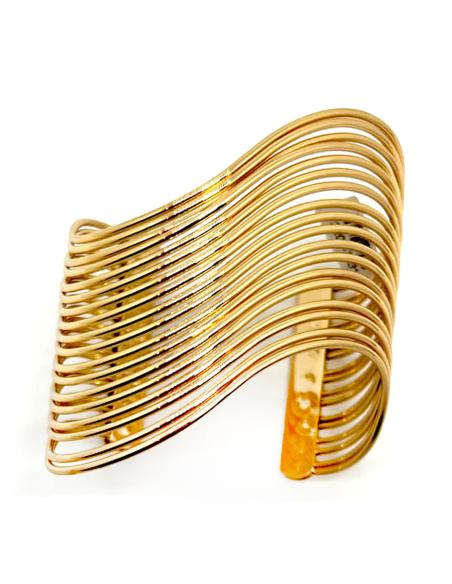 BRAZALETES DORADOS ANCHOS DISEÑO ORIGINAL ONDULADO