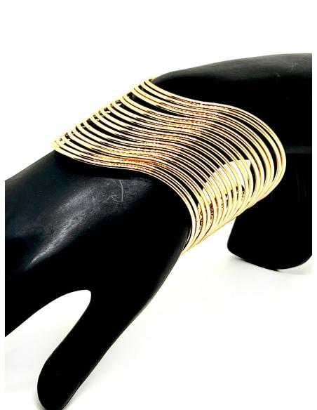 BRAZALETES DORADOS ANCHOS DISEÑO ORIGINAL ONDULADO
