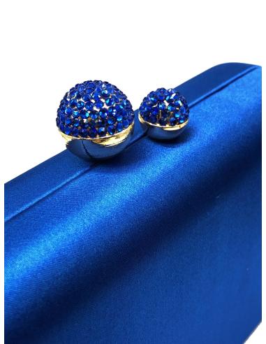CLUTCH DE FIESTA AZULON CON PRECIOSO CIERRE DECORADO CRISTAL