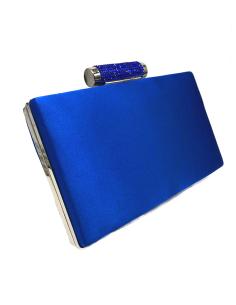 ORIGINAL CLUTCH DE FIESTA AZULON TEXTURA SEDA CON CIERRE JOYA