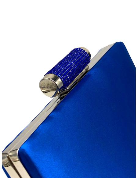 ORIGINAL CLUTCH DE FIESTA AZULON TEXTURA SEDA CON CIERRE JOYA