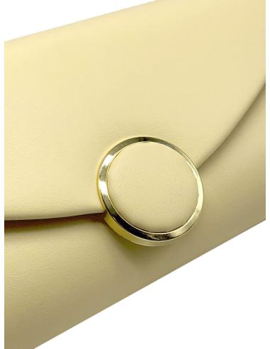 CARTERA DE FIESTA BEIGE DISEÑO DE SOBRE CON BOTON DORADO