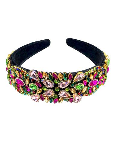 MUJER DIADEMAS ROSAS Y VERDES DE FIESTA CON PEDRERIA DE CRISTAL