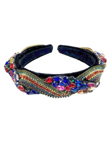 DIADEMAS ROJAS Y AZULES DE FIESTA CON EXQUISITA DECORACION