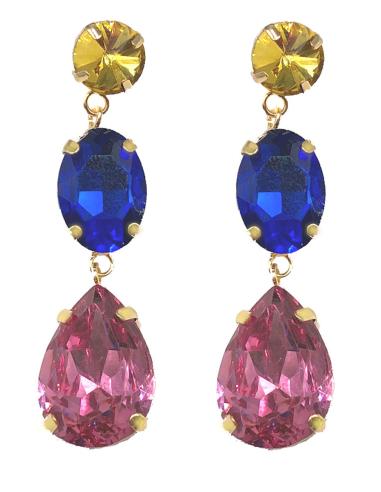 PENDIENTES LARGOS DE FIESTA AZULON Y ROSA LIGEROS DE PESO