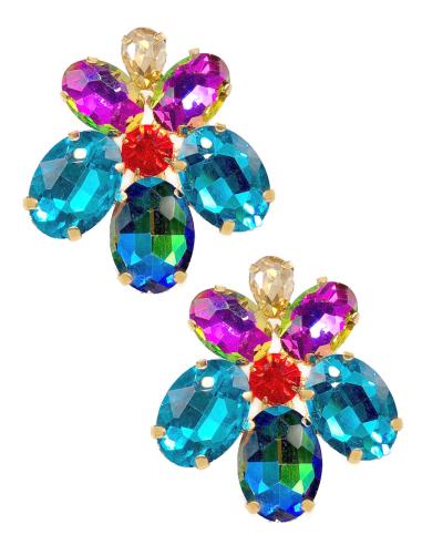 FAVORECEDOR PENDIENTE DE FIESTA FLOR FUCSIA Y AZUL TORNASOL