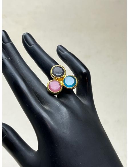 ANILLOS AZULES Y ROSAS CON DISEÑO TRICOLOR Y MEDIDA AJUSTABLE
