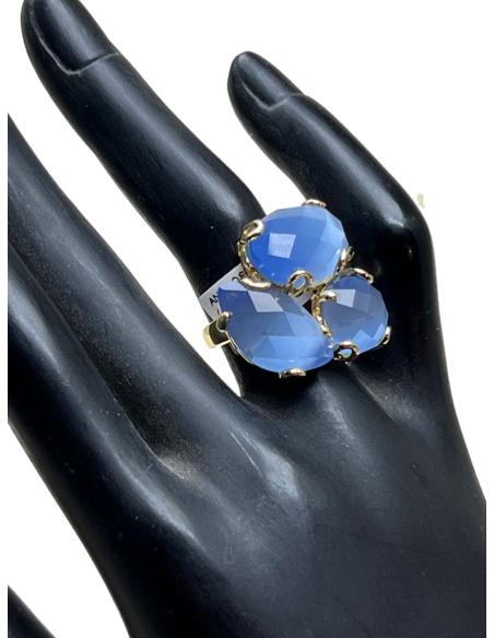 ANILLOS AZUL CLARO PARA MUJER AJUSTABLES TRIO DE PIEDRA