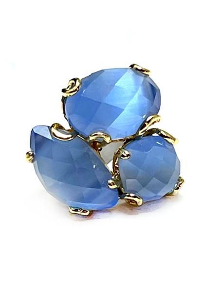 ANILLOS AZUL CLARO PARA MUJER AJUSTABLES TRIO DE PIEDRA