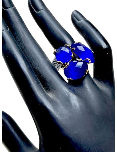 ANILLOS AZULONES PARA MUJER AJUSTABLES TRIO DE PIEDRA