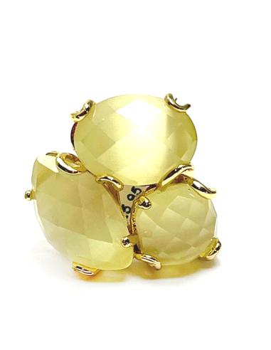 ANILLOS AMARILLO LIMON PARA MUJER AJUSTABLES TRIO DE PIEDRA