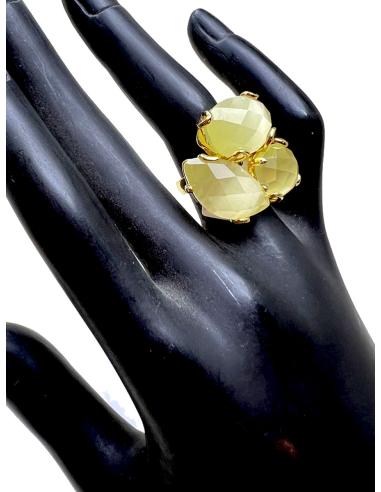 ANILLOS AMARILLO LIMON PARA MUJER AJUSTABLES TRIO DE PIEDRA
