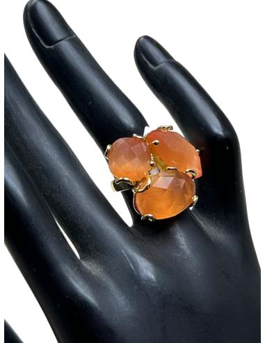 ANILLOS NARANJAS PARA MUJER AJUSTABLES TRIO DE PIEDRA